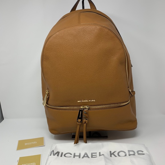 MICHAEL Michael Kors Handbags - Michael Kors Rhea Pebble Leather Backpack in Acorn